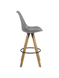 Barová židle Dima, 2 ks, Sedák: šedá Nohy: kaučukové dřevo Opěrka noh: černá
