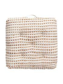 Boho-Bodenkissen Fiesta aus Baumwolle/Jute, Bezug: 55% Chindi-Baumwolle, 45%, Weiss, Beige, 60 x 13 cm