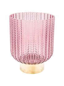 Vaso in vetro con base in ottone Barfly, Vaso: vetro colorato, Rosa trasparente, Ø 17 x Alt. 24 cm
