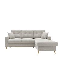 Sofa narożna z funkcją spania i miejscem do przechowywania Sweden, Tapicerka: poliester, Nogi: drewno naturalne, Odcienie kremowego, S 224 x G 149 cm