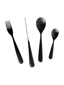 Set 16 posate in acciaio inox nero opaco spazzolato Jenna, 4 persone, Coltello: acciaio inossidabile 18/0, Nero opaco, 4 persone (16 pz)