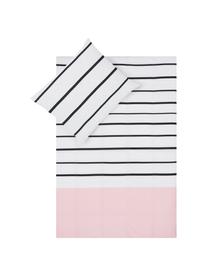 Dubbelzijdig beddengoed Blush, Katoen, Wit, zwart, roze, 140 x 200 cm + 1 kussenhoes 60 x 70 cm