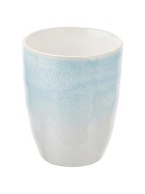 Tazza senza manico fatta a mano con smalto efficace Amalia 2 pz, Porcellana, Azzurro, bianco crema, Ø 10 x Alt. 11 cm, 430 ml