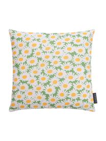 Kussenhoes Margerite met bloemen motief, Weeftechniek: half panama, Wit, groen, geel, 40 x 40 cm