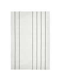 Tapis tissé à plat blanc crème David, Blanc crème, noir