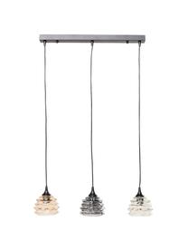 Hanglamp Ruffle van glas, Lampenkap: glas, Baldakijn: gelakt staal, Oranje, grijs, amberkleurig, B 69 cm x H 17 cm