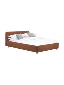 Cama tapizada en tejido bouclé Serena, Estructura: madera maciza de abedul c, Tapizado: tejido de estructura bouc, Bouclé marrón, 160 x 200 cm