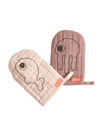 Washandjesset Sea Friends, 2-delig, 100% katoen, Oeko-Tex-gecertificeerd, Roze, B 13 x L 18 cm