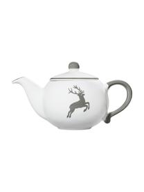 Handgemaakte theepot Grey Deer, Keramiek, Wit, grijs, 500 ml