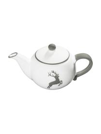 Handgemaakte theepot Grey Deer, Keramiek, Wit, grijs, 500 ml