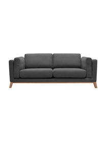 Sofa Seattle (3-osobowa), Tapicerka: 100% poliester, Stelaż: drewno naturalne, płyta w, Nogi: drewno naturalne, Ciemny szary, S 218 x G 86 cm