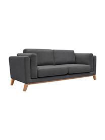 Sofá Seattle (3 plazas), Tapizado: 100% poliéster, Estructura: madera, aglomerado, Patas: madera, Gris oscuro, An 218 x F 86 cm