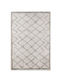 Hoogpolig vloerkleed Luna Diamond met ruitjesmotief, grijs/crèmekleur, Bovenzijde: 100% polypropyleen, Onderzijde: jute, Crèmekleurig, grijs, B 120 x L 170 cm (maat S)