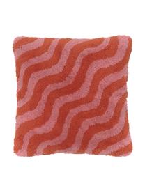 Flauschige Kissenhülle Gaja in Rot/Rosa, Vorderseite: 100% Polyester, Rückseite: 100% Baumwolle, Rot, Rosa, B 45 x L 45 cm