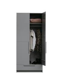 Armoire grise 2 portes Pure, Bois de pin, enduit, Gris, larg. 95 x haut. 215 cm