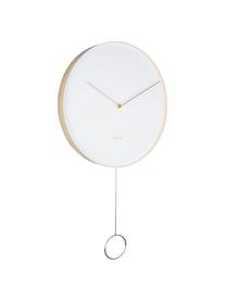 Reloj de pared Doutzen, Metal recubierto, Blanco, latón, Ø 34 cm