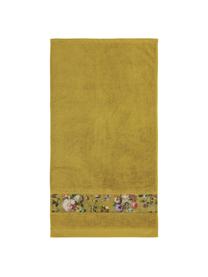 Handdoek Fleur in verschillende formaten, met bloemenrand, 97% katoen 3% polyester, Mosterdgeel, multicolour, Handdoek, B 60 x L 100 cm