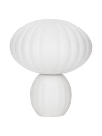 Lámpara de mesa pequeña de vidrio opalino Bluni, Pantalla: vidrio opalino, Cable: plástico, Blanco, Ø 23 x Al 28 cm