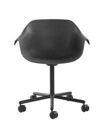 Silla de oficina giratoria Warrington, Asiento: polipropileno, Estructura: aluminio, Negro, An 57 x F 63 cm