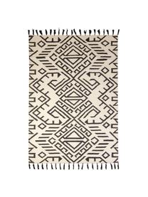 Vlnený koberec s etno vzorom Jazmin, Béžová, čierna