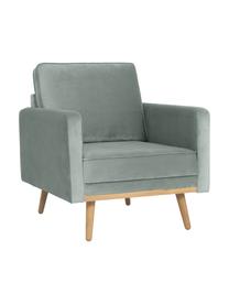 Fluwelen fauteuil Saint in saliekleurig met eikenhouten poten, Bekleding: fluweel (polyester) De ho, Frame: massief eikenhout, spaanp, Fluweel saliekleurig, B 85 x D 76 cm