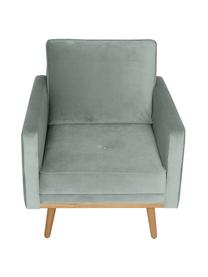 Fluwelen fauteuil Saint in saliekleurig met eikenhouten poten, Bekleding: fluweel (polyester) De ho, Frame: massief eikenhout, spaanp, Fluweel saliekleurig, B 85 x D 76 cm