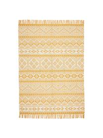 Etno koberec z recyklovanej bavlny Panama, Krémová, horčicová