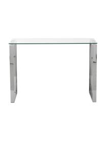 Glazen wandtafel Katrine, Frame: gecoat metaal, Plank: glas, Chroomkleurig, transparant, B 110 x H 76 cm