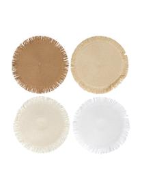 Ronde placemat Chocolate uit papiervezels, 4-delig, Papiervezels, Wit, crèmewit, bruin, beige, Ø 38 cm