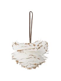 Décoration de sapin de Noël Jaslyn, Plumes, Blanc, beige, Ø 12 x haut. 9 cm