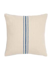 Federa arredo a righe Capri, 100% cotone, Color crema, blu, Larg. 45 x Lung. 45 cm