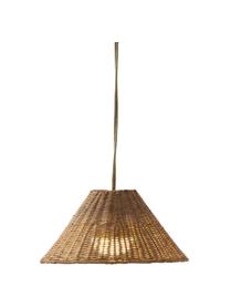 Mobile dimmbare Outdoor-Hängelampe Calobra, Naturfaser, Braun, Ø 38 x H 18 cm