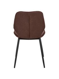 Kunstleren gestoffeerde stoelen Louis, 2 stuks, Bekleding: kunstleer (65% polyethyle, Poten: gepoedercoat metaal, Kunstleer bruin, B 44 x D 58 cm