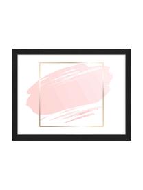 Ingelijste digitale print Pink Brush, Afbeelding: digitale print op papier,, Lijst: gelakt beukenhout, Wit, roze, goudkleurig, 33 x 43 cm