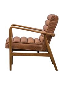 Fotel wypoczynkowy ze skóry Datsun, Tapicerka: skóra licowa, Stelaż: drewno jesionowe, Brązowa skóra, S 70 x G 74 cm