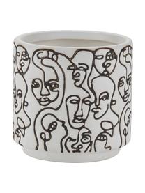 Portavaso con motivo viso Face Artwork, Ceramica, Bianco, nero, Ø 12 x Alt. 12 cm