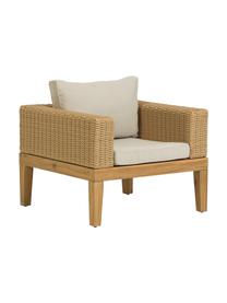 Poltroncina da giardino Giana, Piedini: legno di acacia, Sottostruttura: alluminio, Marrone chiaro, Larg. 80 x Prof. 80 cm