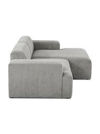 Sofa narożna ze sztruksu Melva (3-osobowa), Tapicerka: sztruks (92% poliester, 8, Nogi: drewno sosnowe Nogi znajd, Sztruks szary, S 240 x G 144 cm