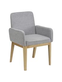 Gestoffeerde fauteuil Koga in grijs, Bekleding: 100% polyester De slijtva, Poten: essenhout, Frame: metaal, Geweven stof grijs, B 54 x H 86 cm