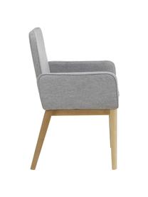 Gestoffeerde fauteuil Koga in grijs, Bekleding: 100% polyester De slijtva, Poten: essenhout, Frame: metaal, Geweven stof grijs, B 54 x H 86 cm