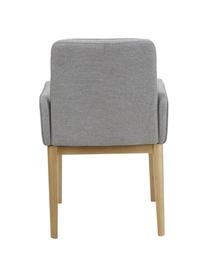 Gestoffeerde fauteuil Koga in grijs, Bekleding: 100% polyester De slijtva, Poten: essenhout, Frame: metaal, Geweven stof grijs, B 54 x H 86 cm