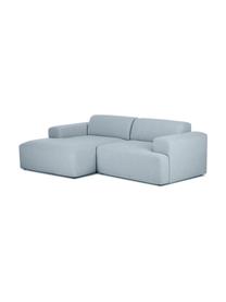 Divano angolare 3 posti in tessuto blu grigio Melva, Rivestimento: poliestere 35.000 cicli d, Struttura: legno di pino massiccio, , Piedini: legno di pino, Tessuto blu grigio, Larg. 240 x Prof. 144 cm