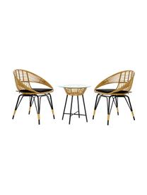 Set lounge Sunrise, 3 pzas., Patas: metal recubierto, Tablero: vidrio, Beige, An 64 x F 59 cm