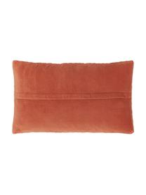 Fluwelen kussenhoes Sina in roodbruin met structuurpatroon, Fluweel (100% katoen), Rood, B 30 x L 50 cm