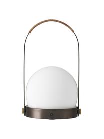 Dimbare tafellamp Bubo met USB-aansluiting, Lampenkap: opaalglas, Frame: gepoedercoat metaal, Wit, bruin, Ø 14  x H 24 cm