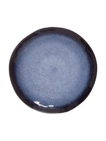 Speiseteller Sapphire in Blau mit effektvoller Glasur, 3 Stück, Steingut, Blau, Schwarzbraun, Ø 27 cm