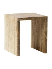 Beistelltisch Travertin in minimalistischem Design, Travertin, Beige, B 35 x T 35 cm