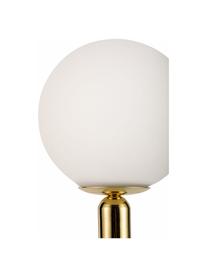 Lámpara de mesa pequeña Splendid Pearl, Pantalla: vidrio, Estructura: metal recubierto, Cable: cubierto en tela, Blanco, dorado, Ø 15 x Al 26 cm