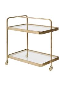 Carrello da portata in vetro con finitura in oro antico Troy, Struttura: metallo ottonato, Ripiani: vetro, Oro, Larg. 70 x Alt. 75 cm