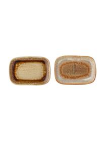 Handgemaakte keramische serveerplateaus Willow, L 14 x B 10 cm, 2-delig, Keramiek, Bruintinten, 10 x 14 cm